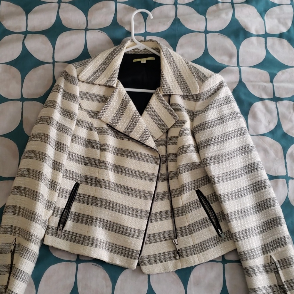 Gianni Bini striped moto style jacket